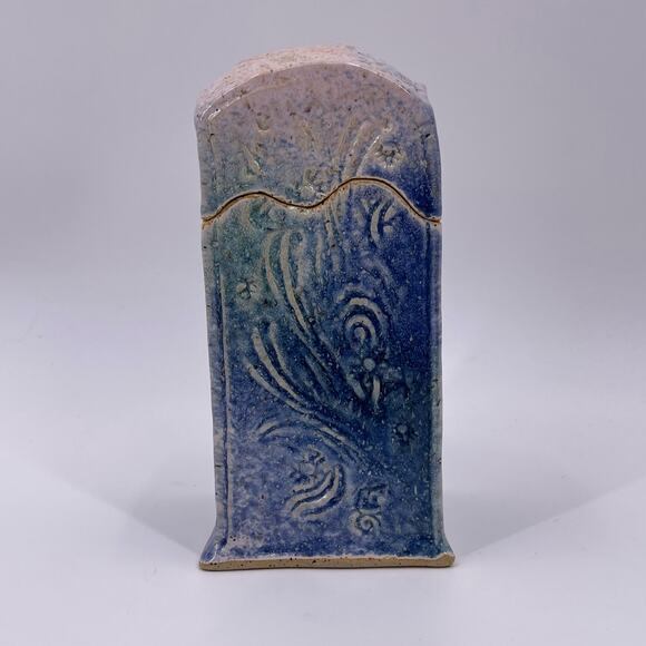 Blue Decorative Studio Art Pottery Ceramic Lidded Box Container Unique Signed - Picture 7 of 13